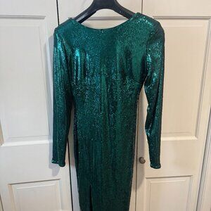 Dress the Population Natalie Sequin Sheath Dress Emerald Green Medium